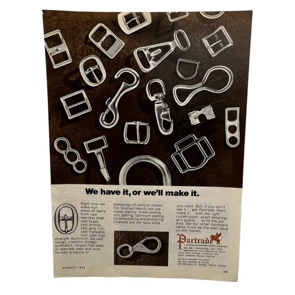 Partrade Outdoor Hardware Vintage Print Ad 1970s Metal Buckles Hooks Chattanooga - Picture 6 of 6